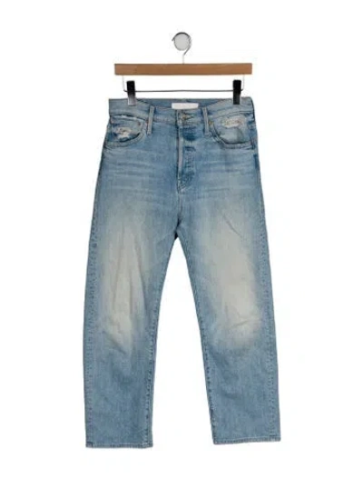 Pre-owned Mother High-rise Straight Leg Jeans In Blue
