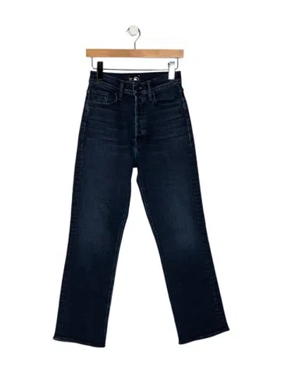 Pre-owned Mother High-rise Straight Leg Jeans In Blue