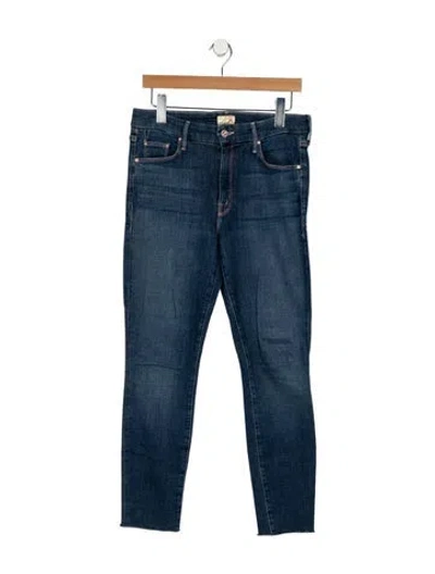 Pre-owned Mother High-rise Straight Leg Jeans In Blue