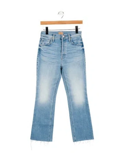 Pre-owned Mother High-rise Straight Leg Jeans In Blue