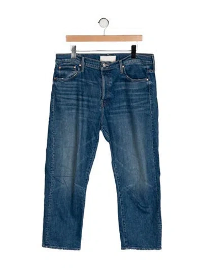 Pre-owned Mother High-rise Straight Leg Jeans In Blue