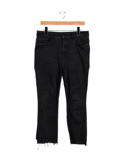 Pre-owned Mother High-rise Straight Leg Jeans In Blue