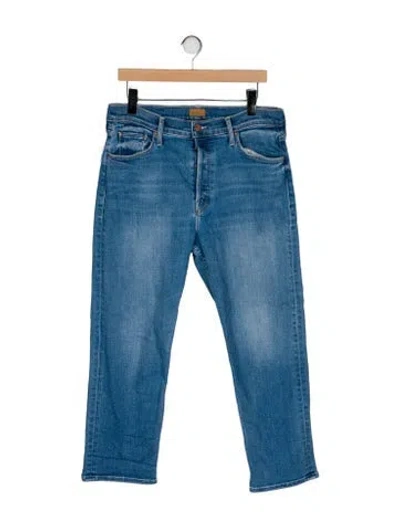 Pre-owned Mother High-rise Straight Leg Jeans In Blue