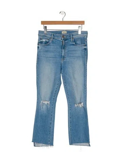 Pre-owned Mother High-rise Straight Leg Jeans In Blue