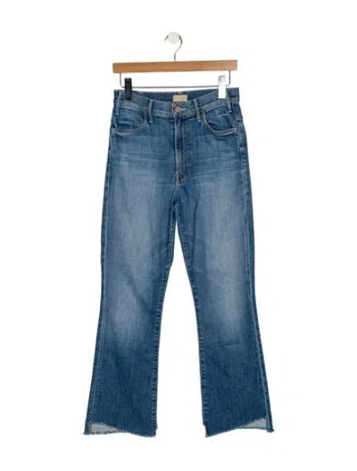 Pre-owned Mother High-rise Straight Leg Jeans In Blue