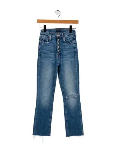 Pre-owned Mother High-rise Straight Leg Jeans In Blue