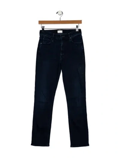 Pre-owned Mother High-rise Straight Leg Jeans In Blue