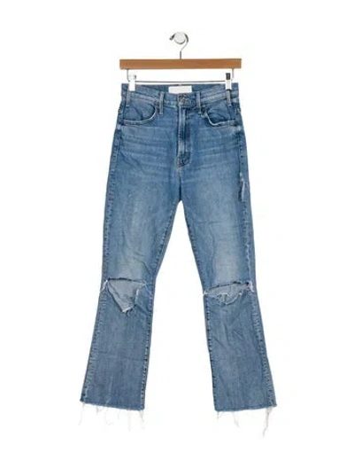 Pre-owned Mother High-rise Straight Leg Jeans In Blue