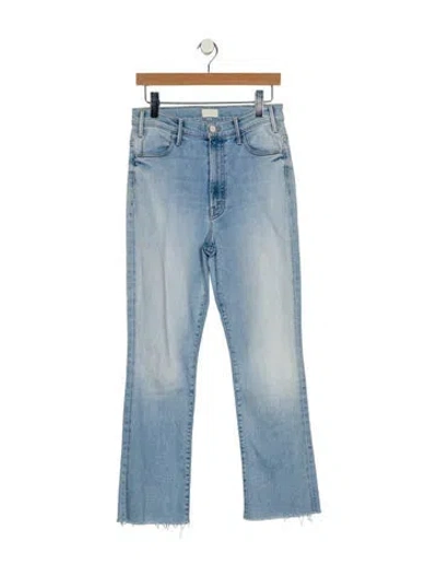 Pre-owned Mother High-rise Straight Leg Jeans In Blue