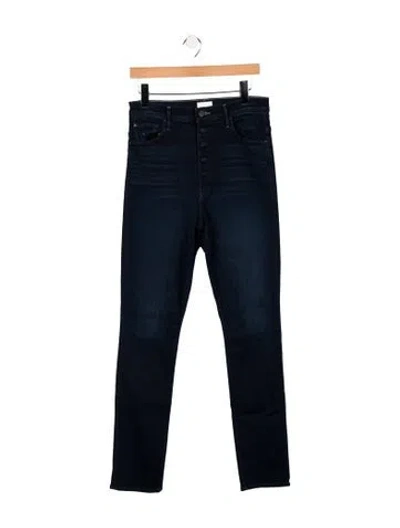 Pre-owned Mother High-rise Straight Leg Jeans In Blue
