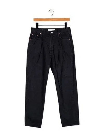 Pre-owned Mother High-rise Straight Leg Jeans In Blue