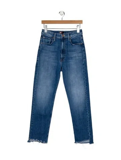 Pre-owned Mother High-rise Straight Leg Jeans In Blue