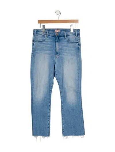 Pre-owned Mother High-rise Straight Leg Jeans In Blue