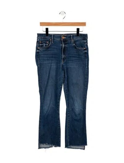 Pre-owned Mother High-rise Straight Leg Jeans In Blue