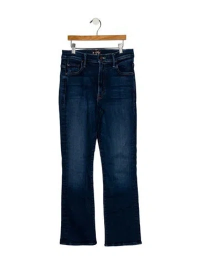 Pre-owned Mother High-rise Straight Leg Jeans In Blue