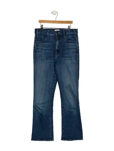 Pre-owned Mother High-rise Straight Leg Jeans In Blue