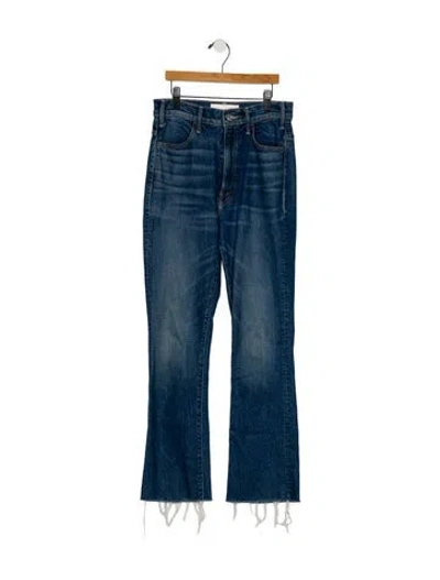 Pre-owned Mother High-rise Straight Leg Jeans In Blue
