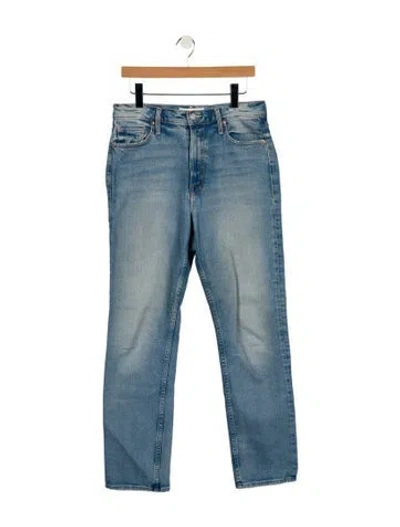 Pre-owned Mother High-rise Straight Leg Jeans In Blue