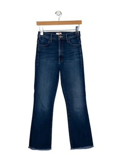 Pre-owned Mother High-rise Straight Leg Jeans In Blue