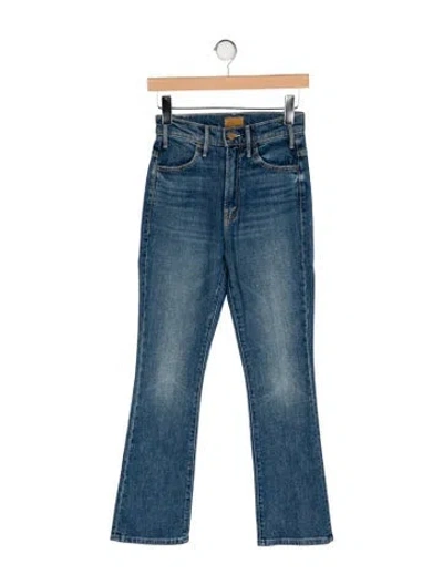 Pre-owned Mother High-rise Straight Leg Jeans In Blue