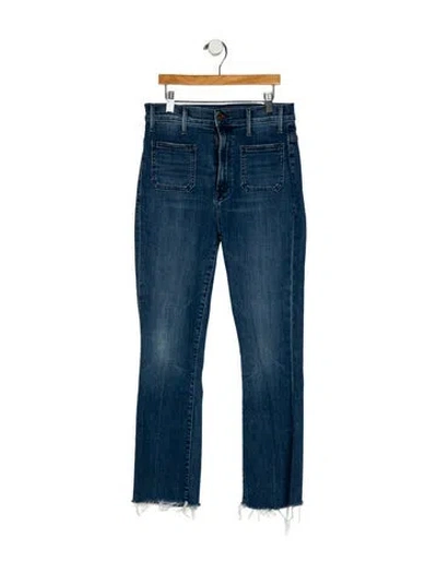 Pre-owned Mother High-rise Straight Leg Jeans In Blue