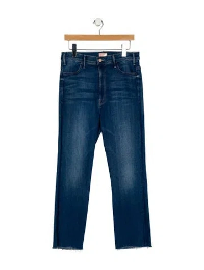 Pre-owned Mother High-rise Straight Leg Jeans In Blue