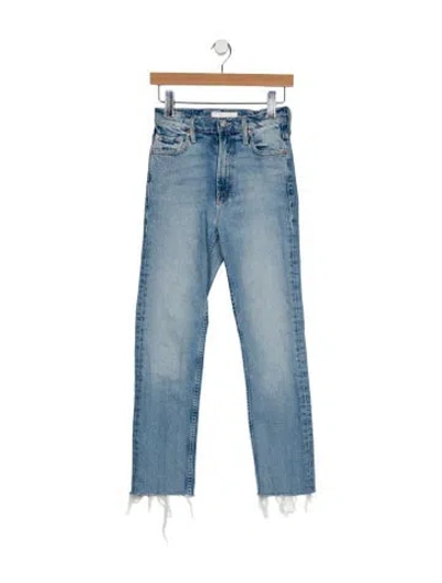 Pre-owned Mother High-rise Straight Leg Jeans In Blue