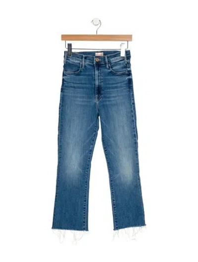 Pre-owned Mother High-rise Straight Leg Jeans In Blue