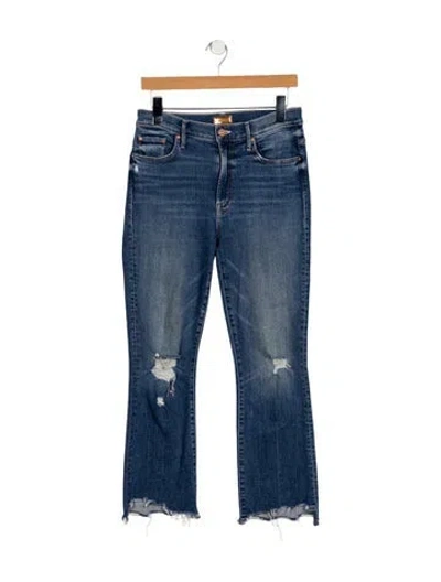 Pre-owned Mother High-rise Straight Leg Jeans In Blue