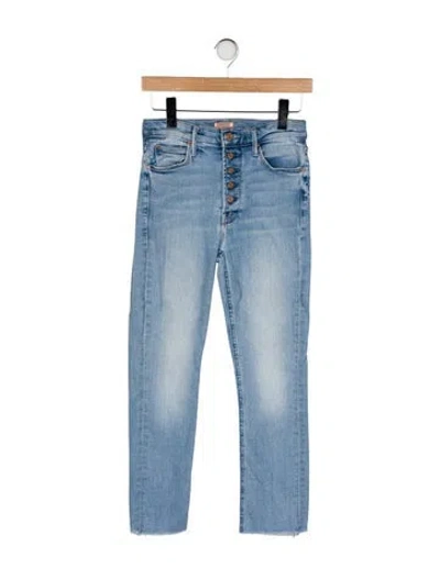 Pre-owned Mother High-rise Straight Leg Jeans In Blue