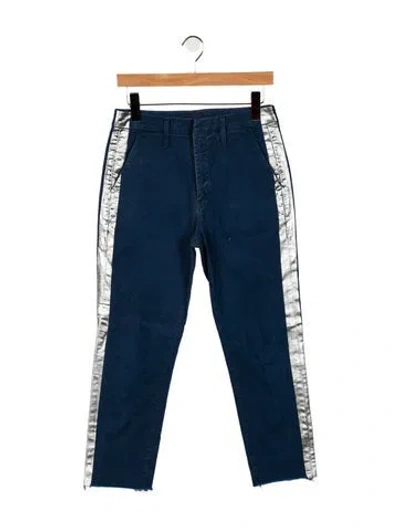 Pre-owned Mother High-rise Straight Leg Jeans In Blue