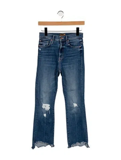 Pre-owned Mother High-rise Straight Leg Jeans In Blue
