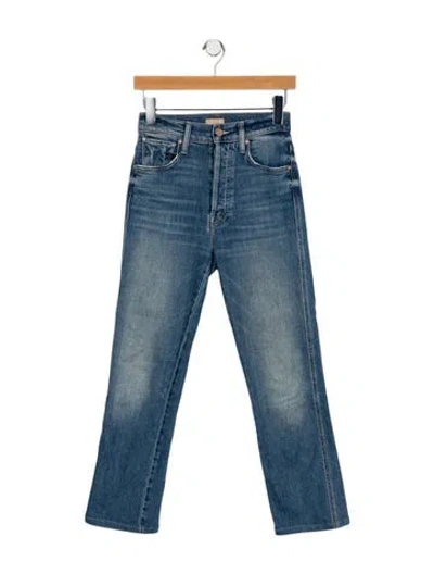 Pre-owned Mother High-rise Straight Leg Jeans In Blue