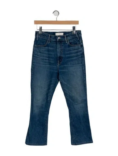 Pre-owned Mother High-rise Straight Leg Jeans In Blue