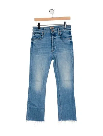 Pre-owned Mother High-rise Straight Leg Jeans In Blue