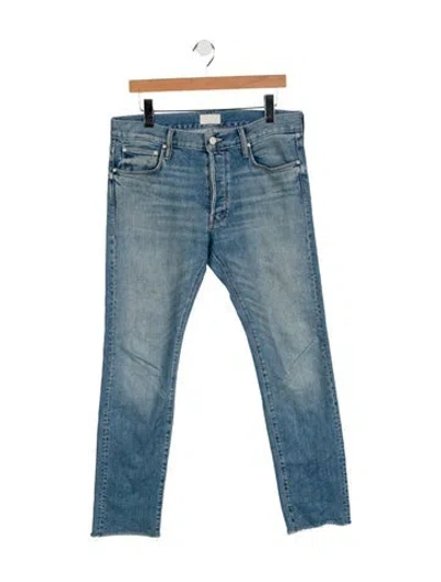Pre-owned Mother High-rise Straight Leg Jeans In Blue