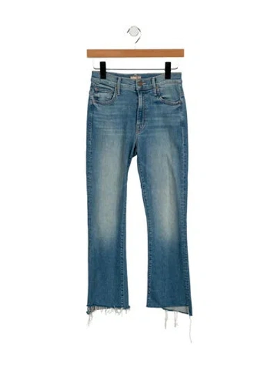 Pre-owned Mother High-rise Straight Leg Jeans In Blue