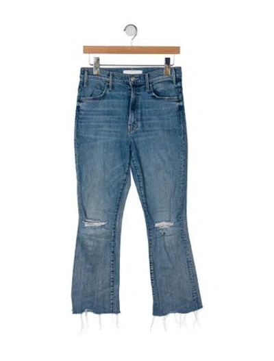Pre-owned Mother High-rise Straight Leg Jeans In Blue