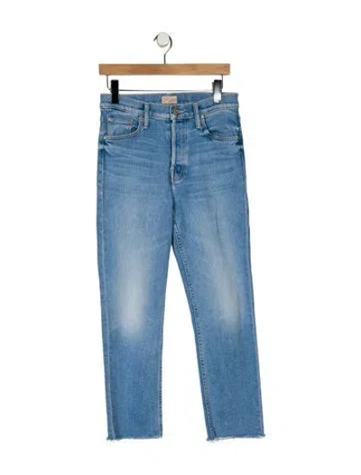 Pre-owned Mother High-rise Straight Leg Jeans In Blue