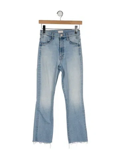 Pre-owned Mother High-rise Straight Leg Jeans In Blue