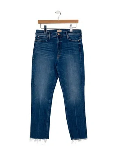 Pre-owned Mother High-rise Straight Leg Jeans In Blue