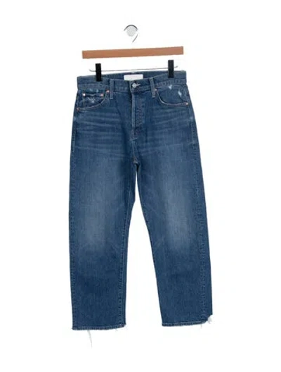 Pre-owned Mother High-rise Straight Leg Jeans In Blue