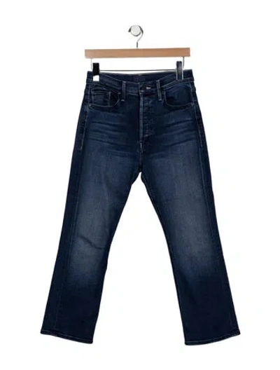 Pre-owned Mother High-rise Straight Leg Jeans In Blue