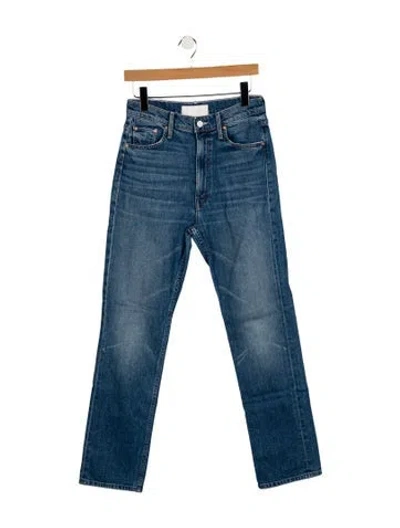 Pre-owned Mother High-rise Straight Leg Jeans In Blue