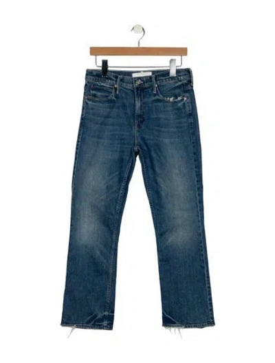 Pre-owned Mother High-rise Straight Leg Jeans In Blue