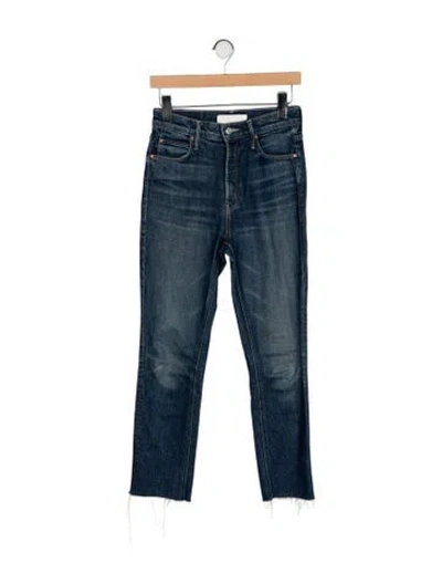 Pre-owned Mother High-rise Straight Leg Jeans In Blue