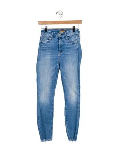 Pre-owned Mother High-rise Straight Leg Jeans In Blue