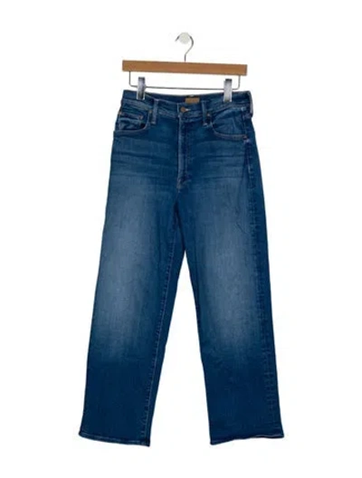 Pre-owned Mother High-rise Straight Leg Jeans In Blue