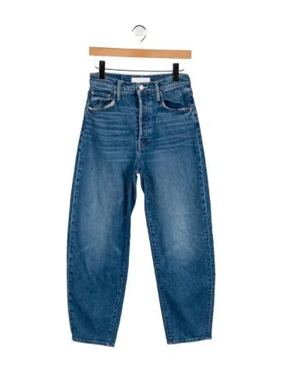 Pre-owned Mother High-rise Straight Leg Jeans In Blue