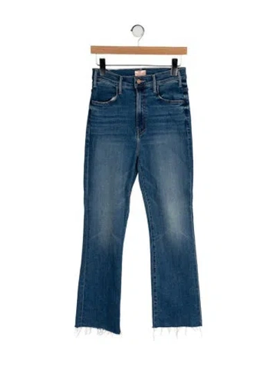 Pre-owned Mother High-rise Straight Leg Jeans In Blue